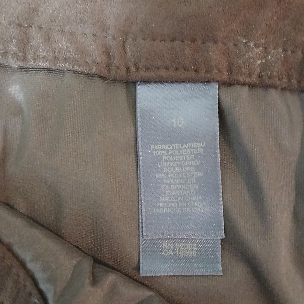 Vintage Liz Claiborne 90s Brown Faux Suede Zip Knee Length Skirt Women's Size 10 - Picture 11 of 11